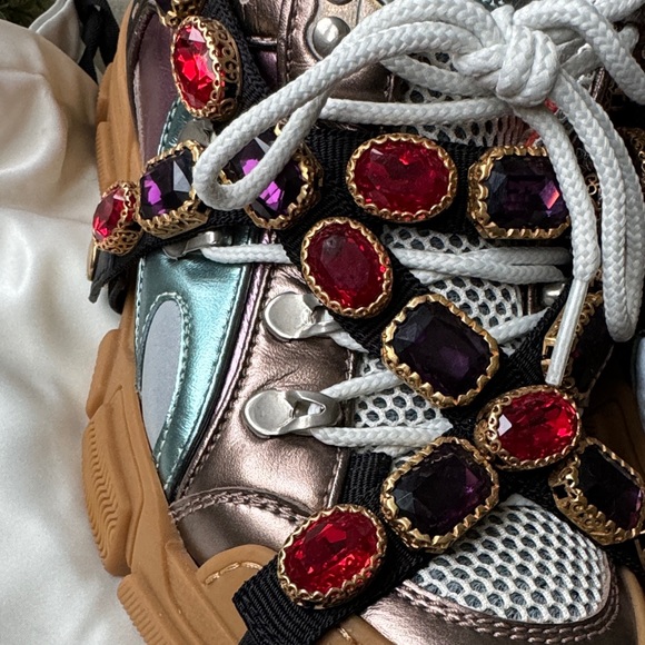 Gucci Multicolor Gem-Embellished Sneakers - Picture 3 of 12